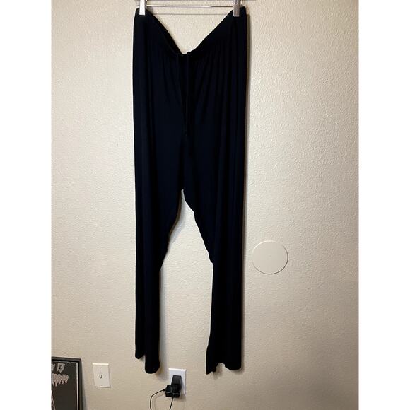 SKIMS Onyx Black Relaxed Fit Wide Leg Ribbed Loose Draw String Lounge Pants 2X - Picture 4 of 12
